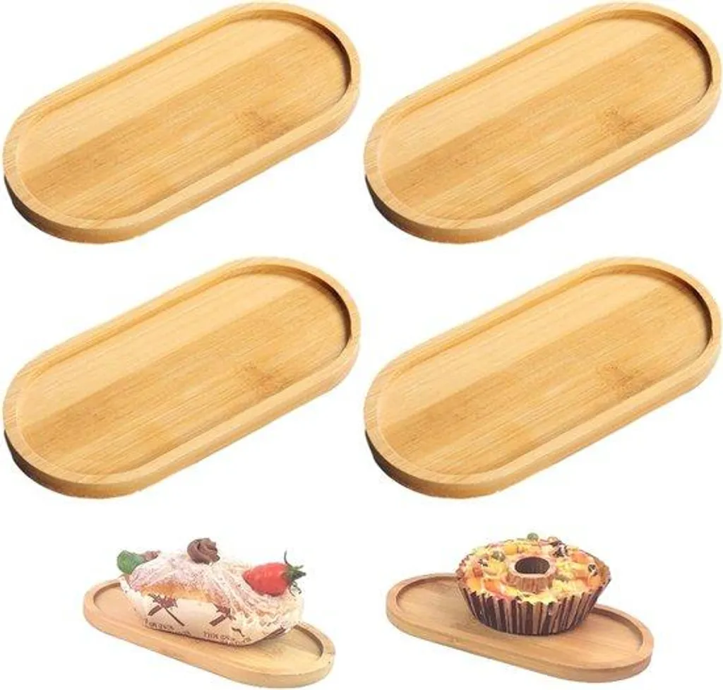 Plateau en bambou ovale multifonctionnel 30x20 cm pour service et déco
