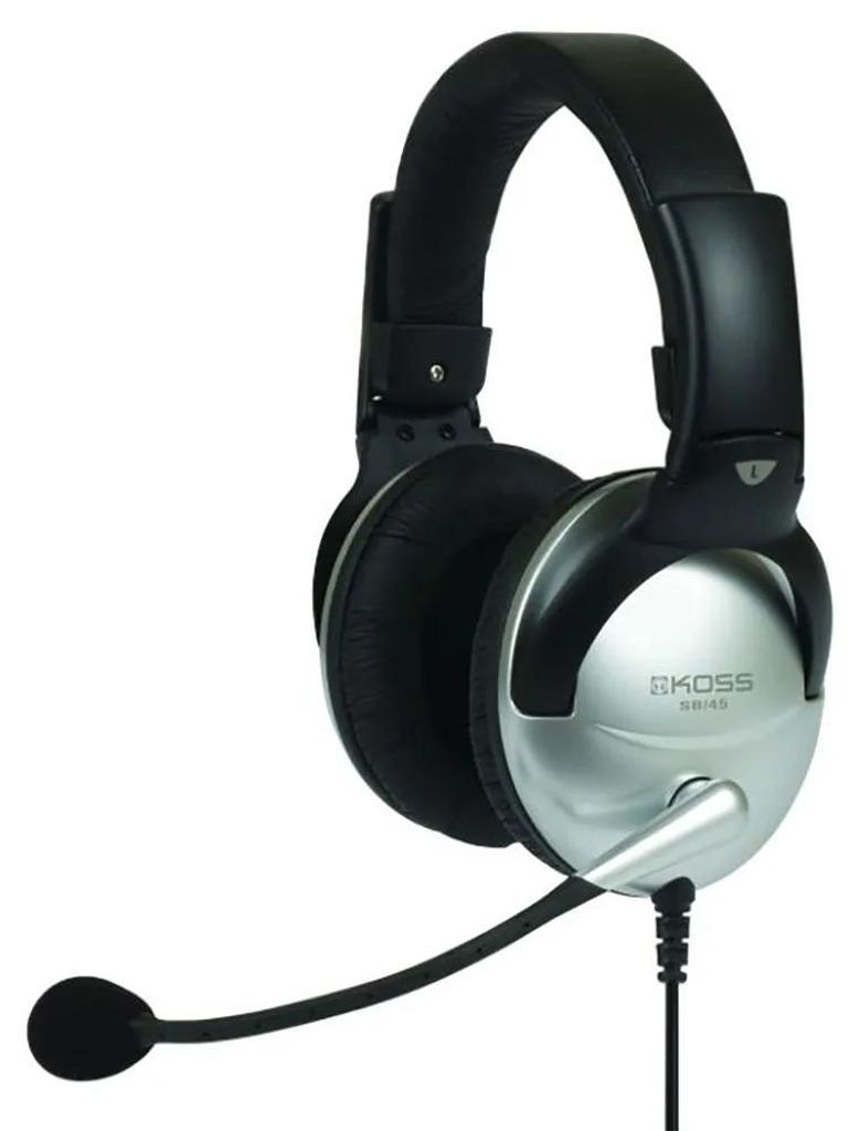 Koss Headphones SB45 Headband/On-Ear, 3.5mm (1/8 Zoll), Mikrofon, Silber/Schwarz, Noice Cancelling,