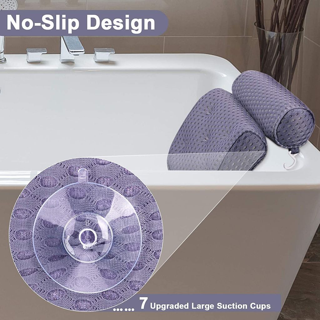 YLeing Badewannenkissen 3D Mesh Luxus Spa Bad Kissen Weiche Nackenstütze mit Rutschfeste Greif-Saugnäpfe für Badewanne Mold Resist Kissen