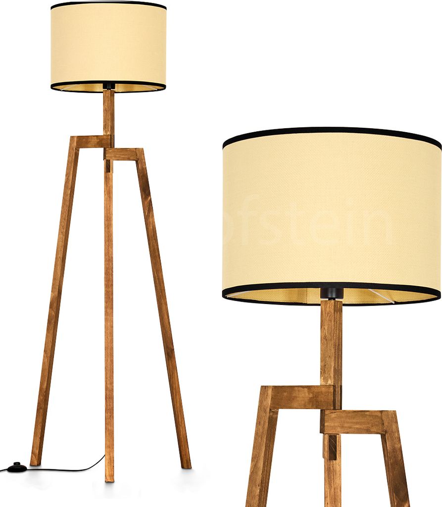 Tamarispa Stehlampe aus Holz/Papiergeflecht in Natur/Schwarz