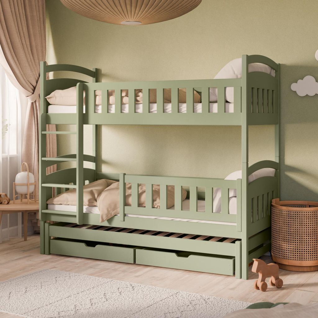 Hochbett 90x200 Etagenbett Kinderbett Jugendbett Stockbett 3 Kinder, zwei Schubladen & Rausfallschutz Kinder Bett umbaubar in 3 Einzelbetten | von ...