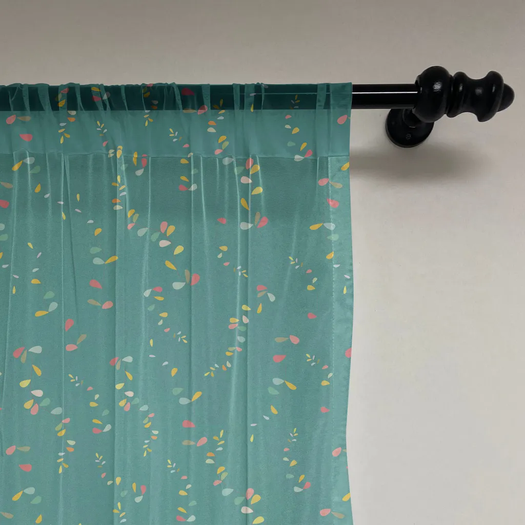 ABAKUHAUS Arazzo astratto, motivo sognante con foglie surreali colorate su rami sottili, tessuto da parete in raso setoso per soggiorno e camera da letto, 220 cm x 274 cm, multicolore schiuma di mare scura - 2