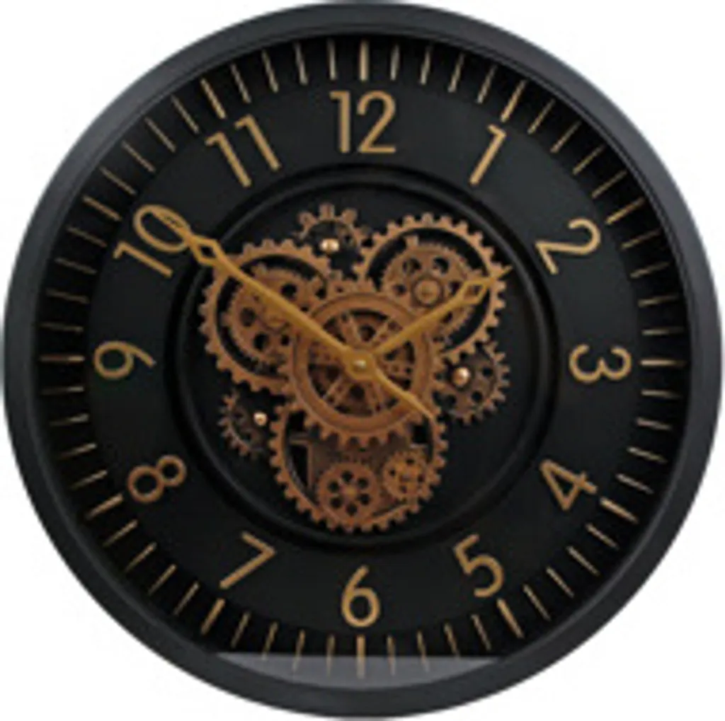 Horloge vintage industrielle avec engrenages apparents métal 46 cm