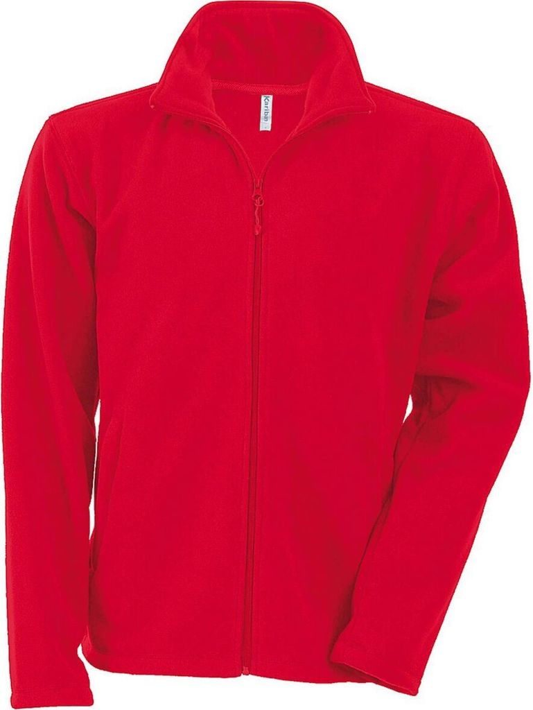 Kariban Herren Fleece Jacke Micro Fleecejacke Winterjacke Windjacke, Größe:S, Farbe:Rot