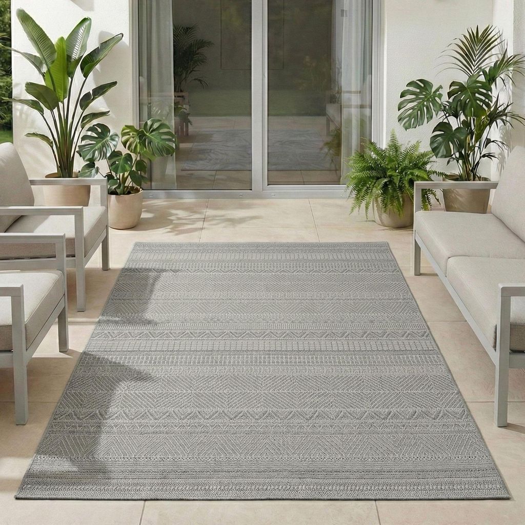 Carpetsale24 Outdoor Teppich Wetterfest & UV-beständig, ideal für Küche, Balkon, Terrasse, Garten, Wohnzimmer, Grösse: 120x170 cm