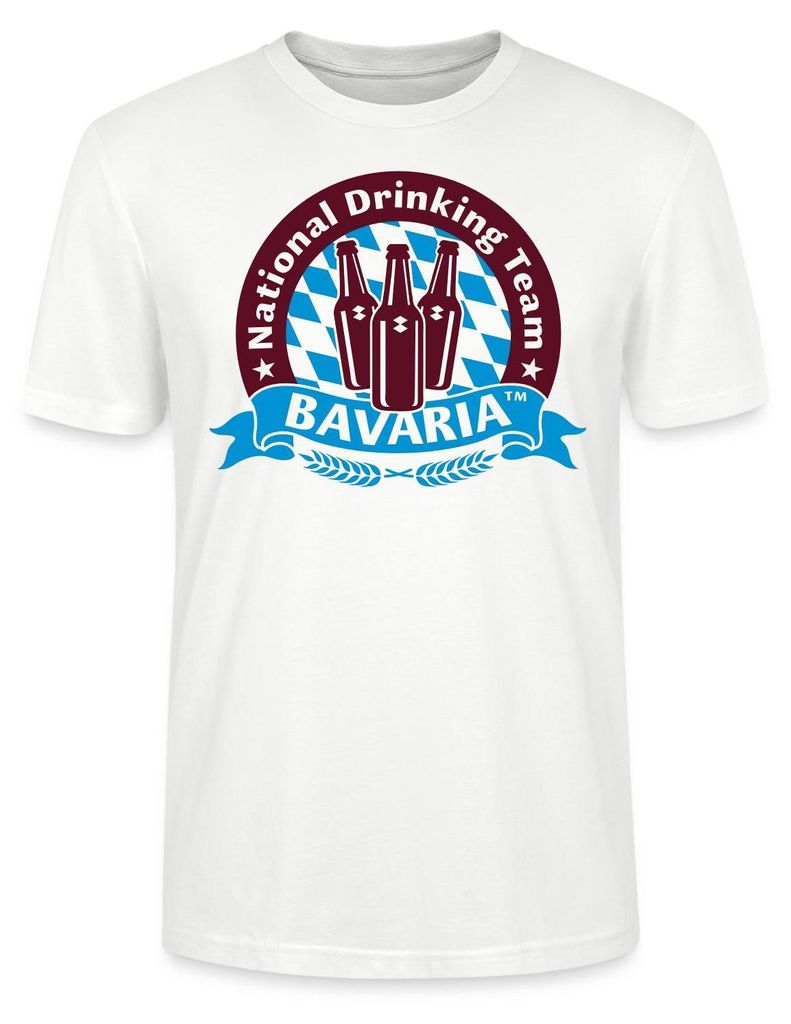 Spreadshirt Bavaria National Drinking Team Uni Bio T-Shirt, L, Weiß