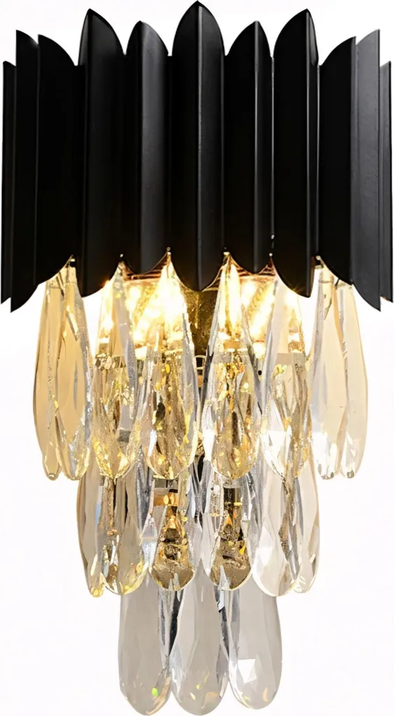 Applique Nera Toolight APP1658-1W cristalli - Illuminazione Interni E14
