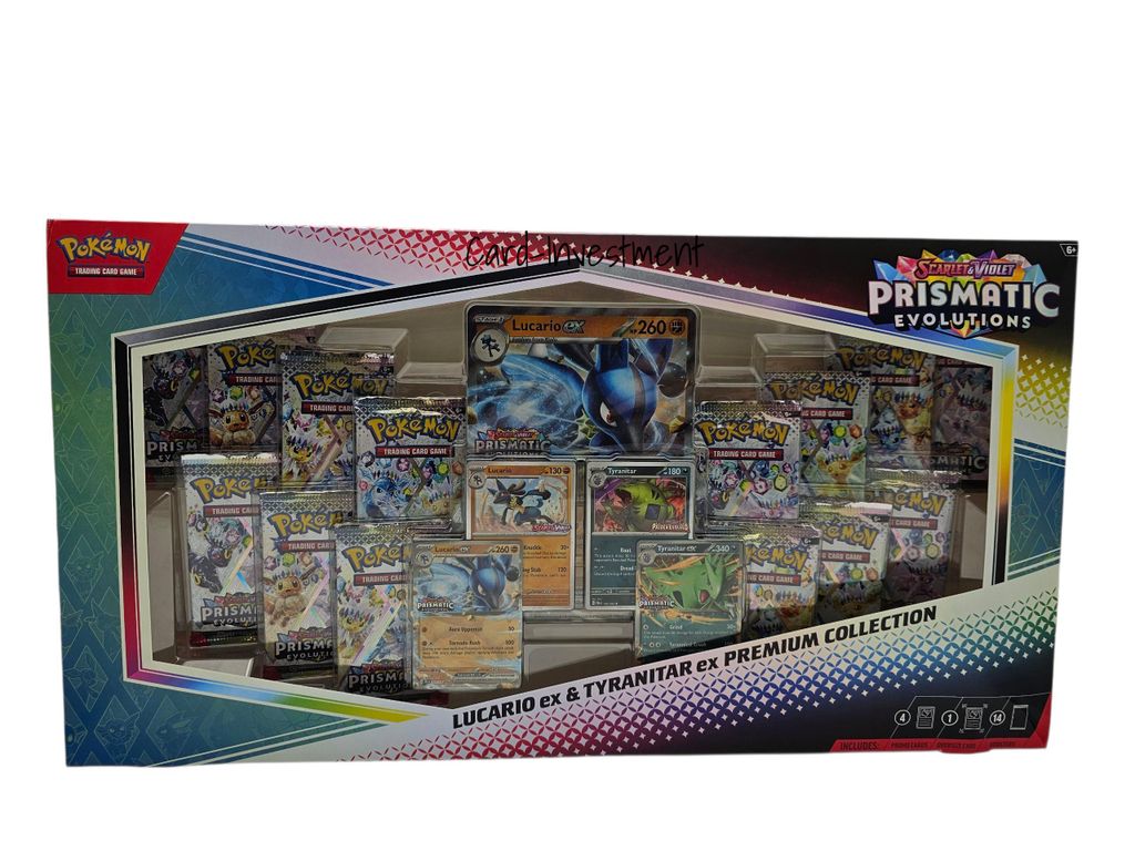 Pokémon Prismatic Evolutions: Lucario ex e Tyranitar ex - Immagine del prodotto 