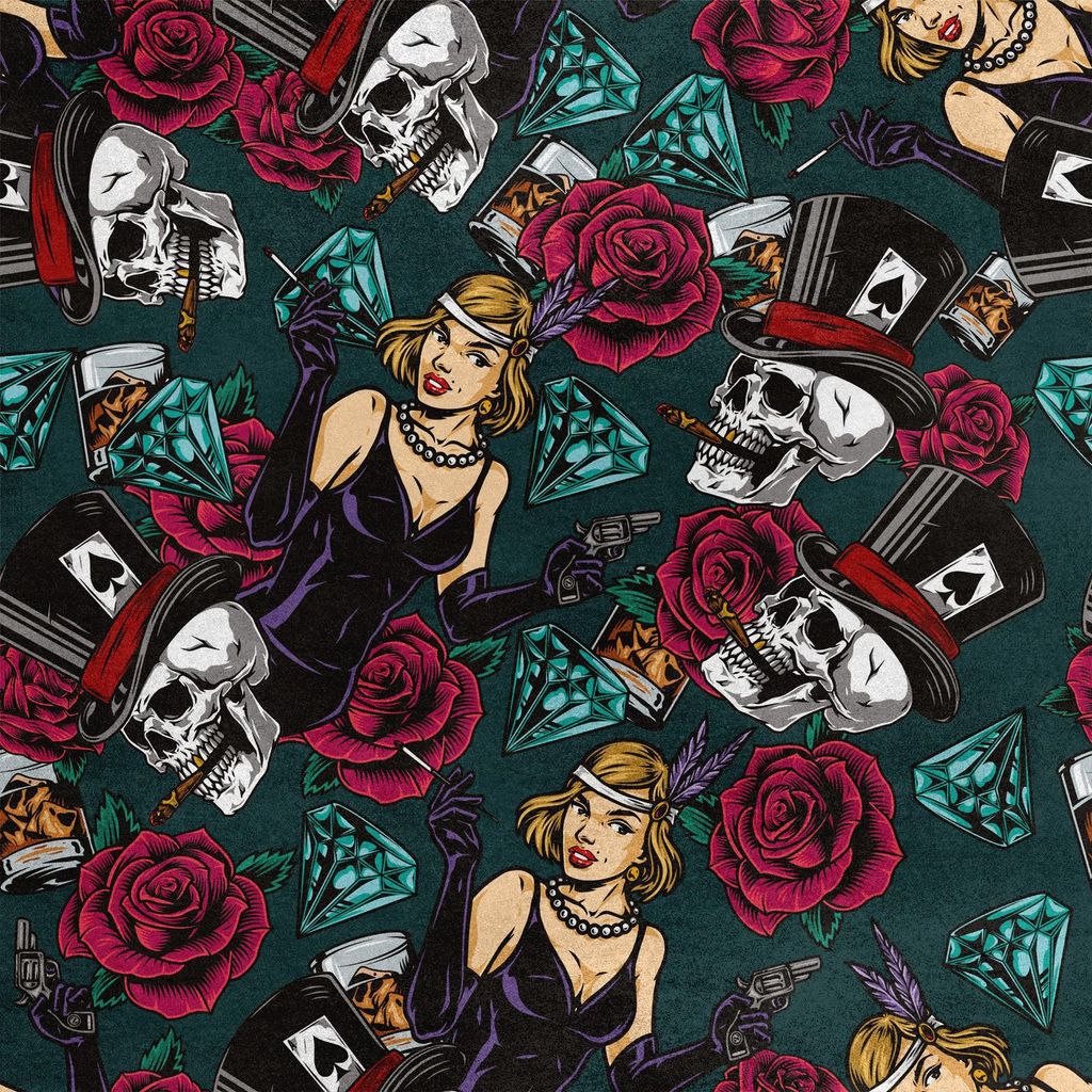 Royal Samt Stoff Polyester Zum Nähen - Motiv Mafia Poker