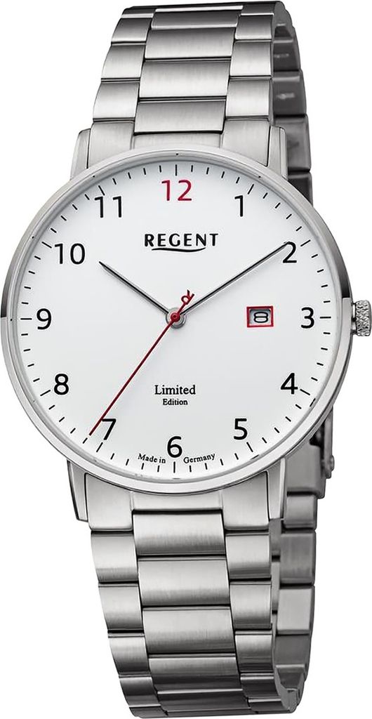 Regent Metall Herren Uhr Armbanduhr Quarz silber Metallarmband D2URGM2300