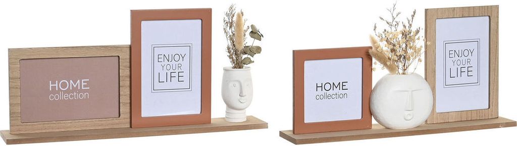 Fotorahmen DKD Home Decor 30 x 5 x 19 cm Blume Gesicht aus Keramik Harz Bunt Holz MDF Urban (2 Stück)