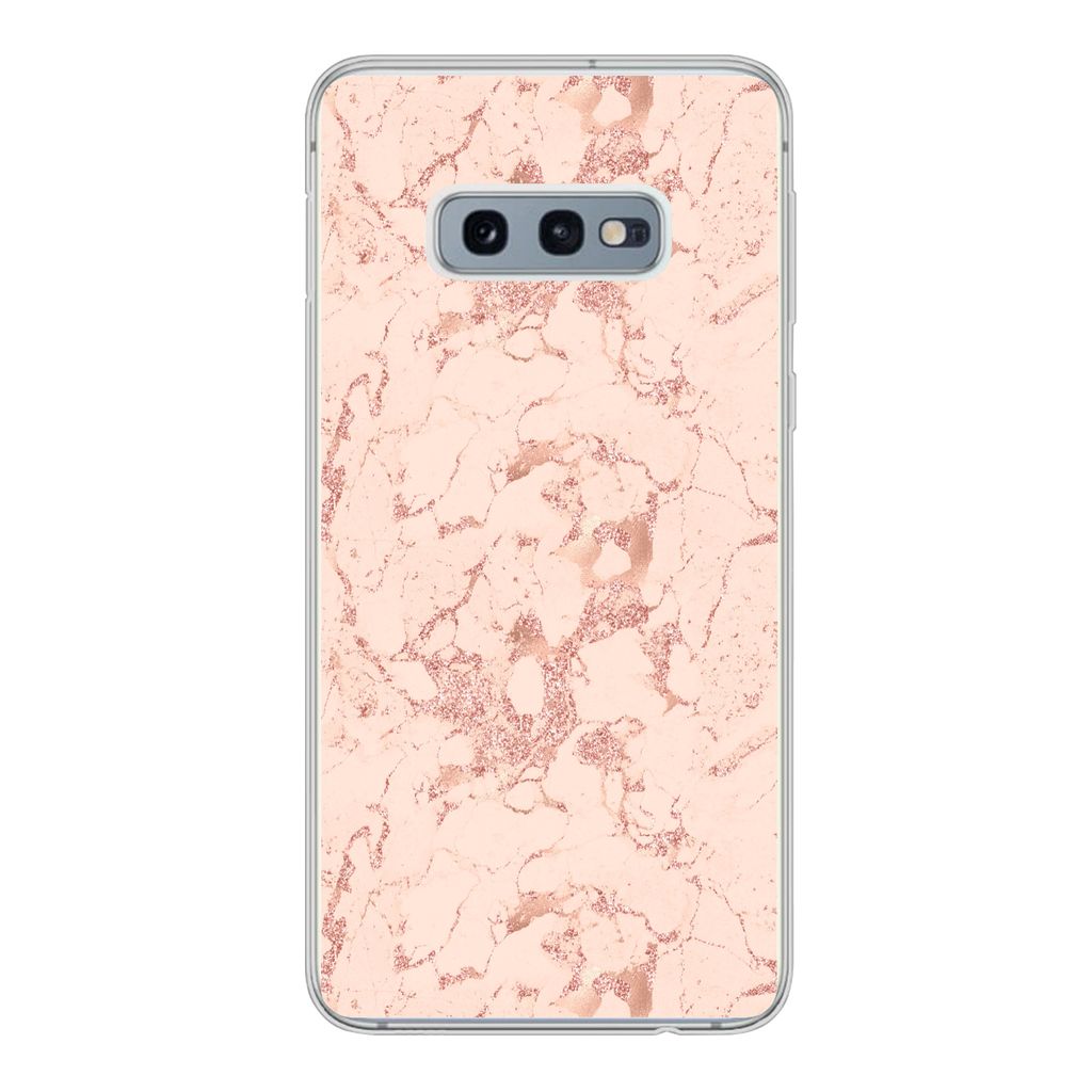 MuchoWow Handyhülle Schutzhülle Hülle für Samsung Galaxy S10e Marmor - Roségold - Muster - Chic Silikon Softcase Handy Hülle - Handy