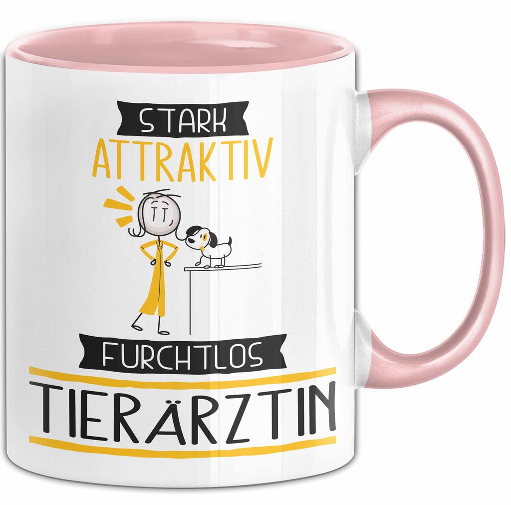 Tierärztin Tasse Geschenk Becher Stark Attraktiv Furchtlos Tierärztin Lustige Geschenkidee (Rosa)