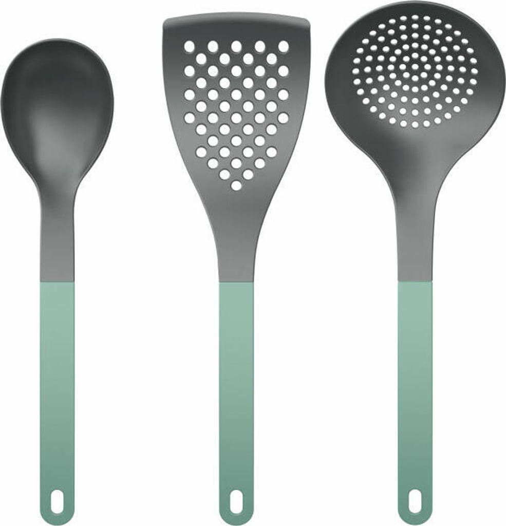 Rosti Küchenhelfer-Set New Optima 3-tlg. Nordic Green 3-tlg., Kochlöffel, Pfannenwender, Nylon, Grün, 34597