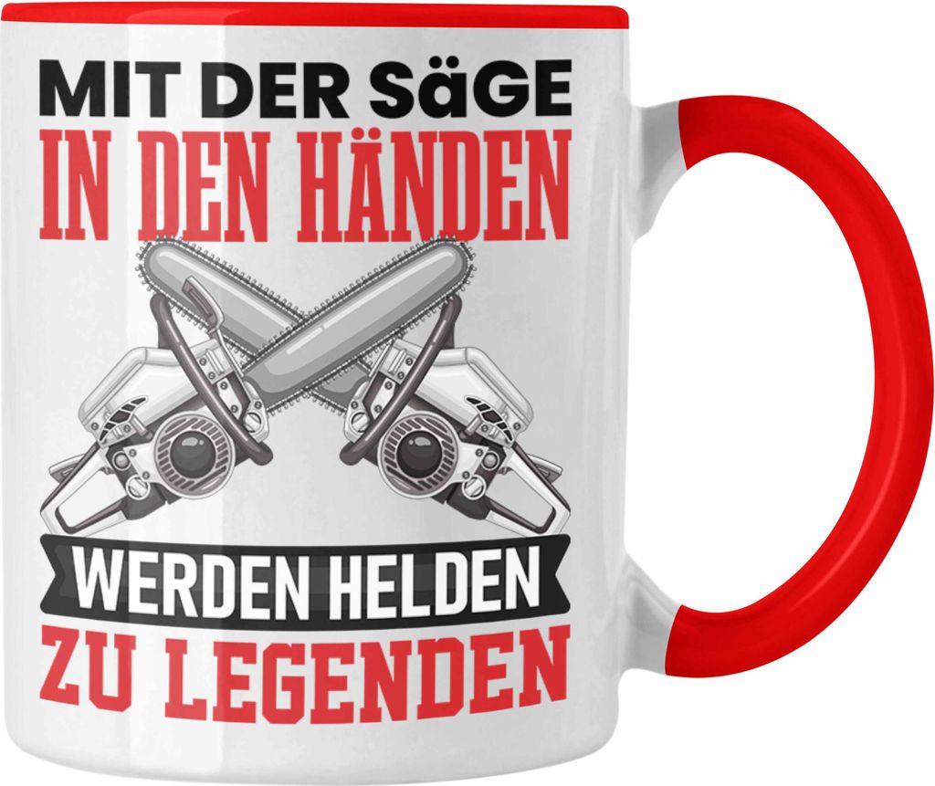 Trendation - Waldarbeiter Tasse Geschenk Holzfans Geschenkidee Waldarbeiter (Rot)