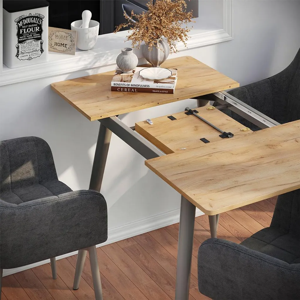 Table extensible pour petit espace Vicco Beaver chêne gris 80x70cm - 4