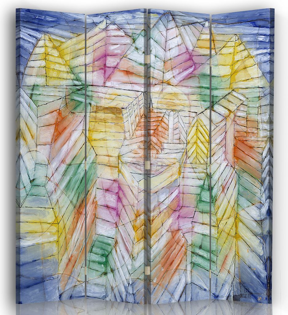 Paravent - Raumteiler Theater Mountain Construction - Paul Klee - Dekorativer Raumtrenner cm. 145x170 (4 x)