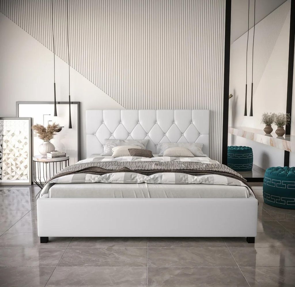 Einzelbett 120x200 NARINE 2 mit Stauraum - weiß