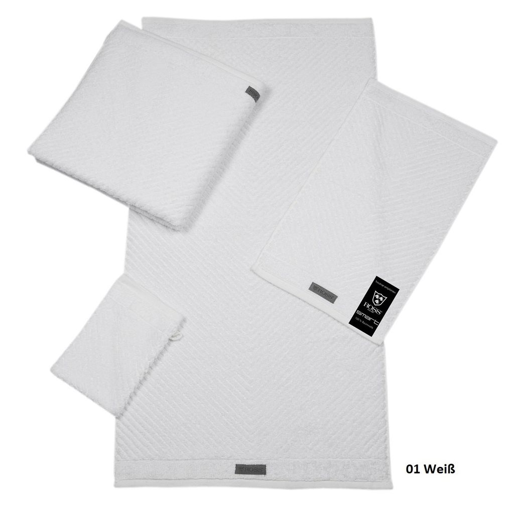 ROSS smart 4006 Baumwoll Frottiertuch, Handtuch, Duschtuch in vielen Farben und Größen Gästetuch 30 x 50 cm weiß