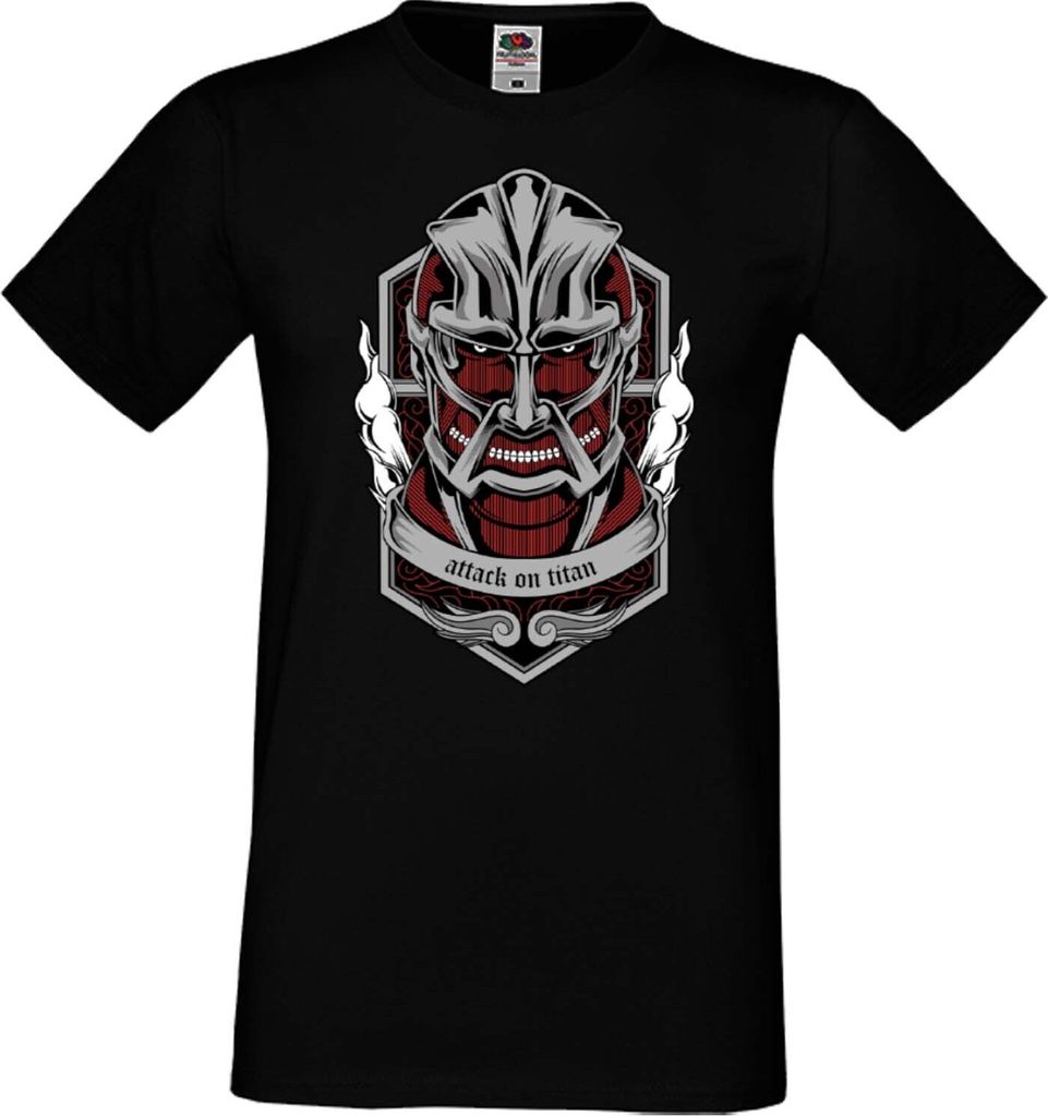 Herren T-Shirt Anime Manga Attack Anime On Titan 01 Beast Titans, Man L / Schwarz