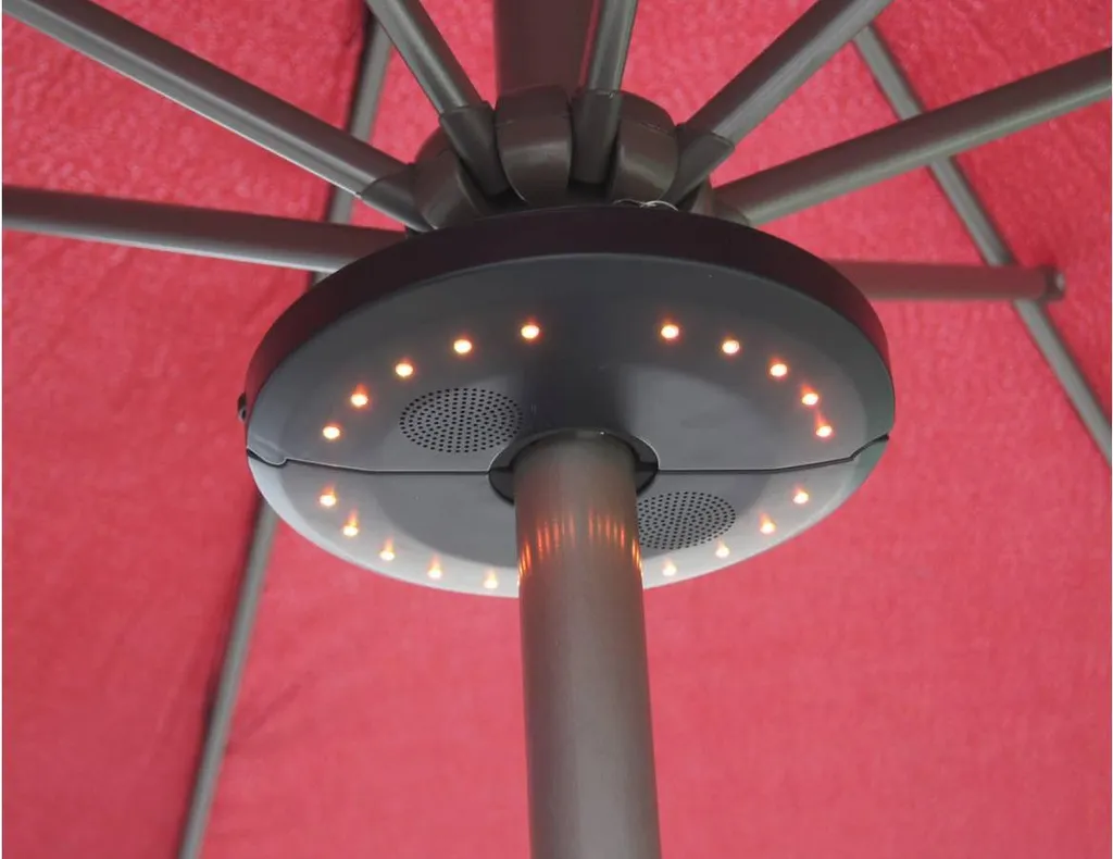 Luce LED Ombrellone con Cassa Bluetooth - Perfetta per Feste in Giardino