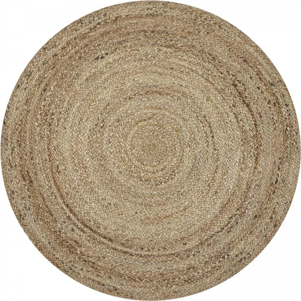 Tapis rond SUNNY en jute tressé main - Qualité Premium motif uni
