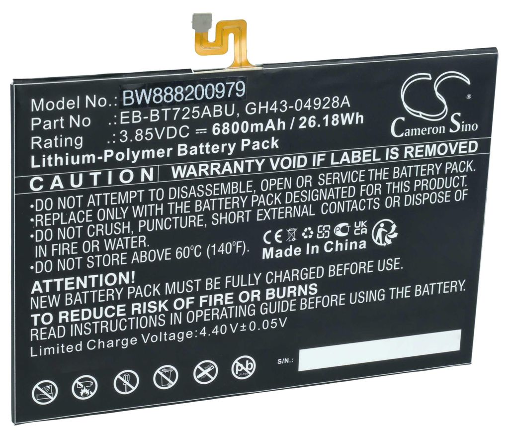 vhbw Akku kompatibel mit Samsung Tab S6 Lite Tablet Pad (6800 mAh, 3,85 V, Li-Polymer)