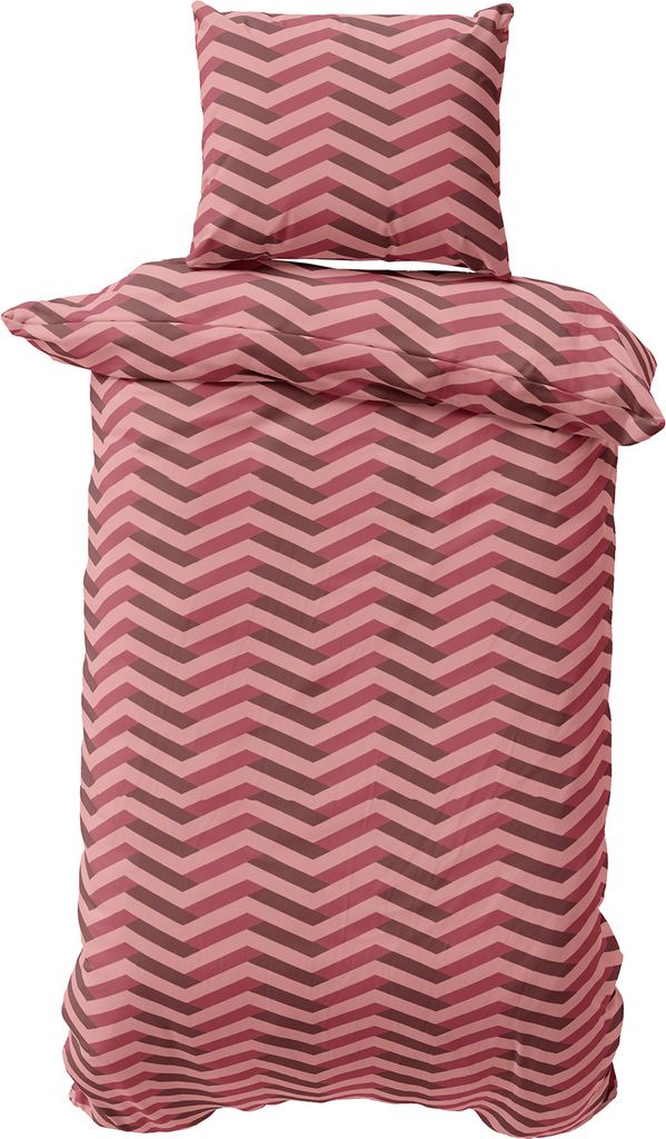 Bettwäsche Set 155x220 cm Jersey Baumwolle Bettbezug Bettgarnitur Zick Zack Bordeaux Rosa Rot 2 teilig