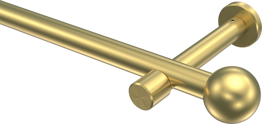Interdeco Gardinenstange / Vorhangstange Messing-Optik, Typ Prestige Luino (Kugel) ohne Ringe, 20 mm Ø 1-läufig, 480 cm