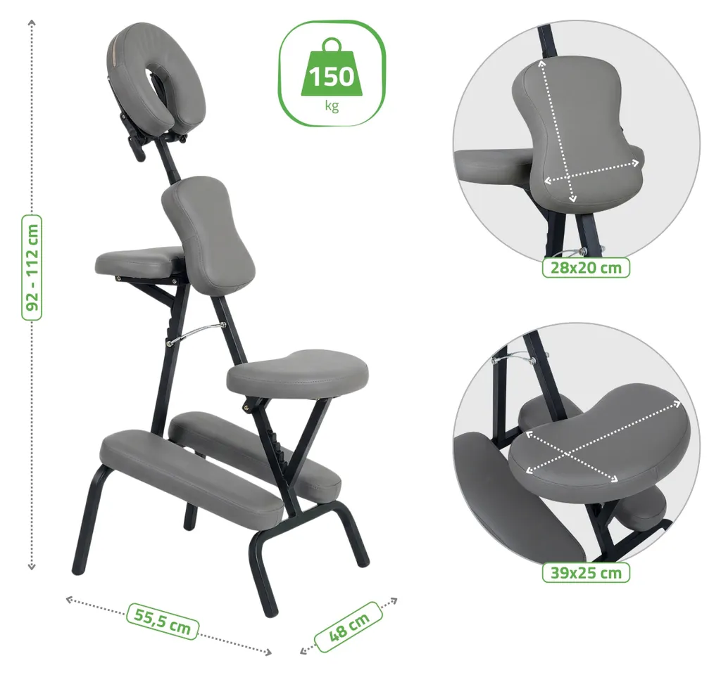 Fauteuil de massage HABYS Flexo gris pliable pour kinésithérapie mobile - 9