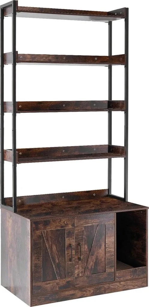 Armoire de litière pour chat design en bois avec étagères de rangement
