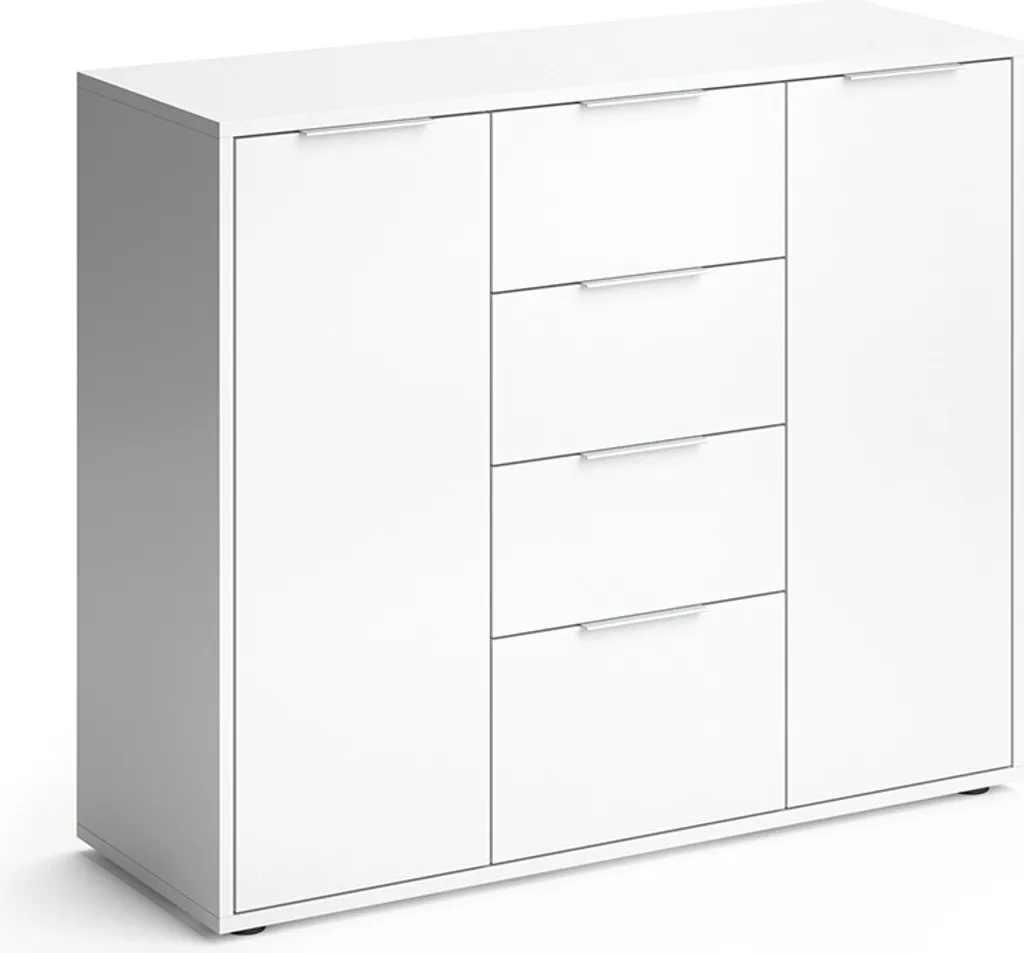 Meuble de Rangement Vicco Leon Blanc 35x84cm avec 4 Tiroirs Coulissants