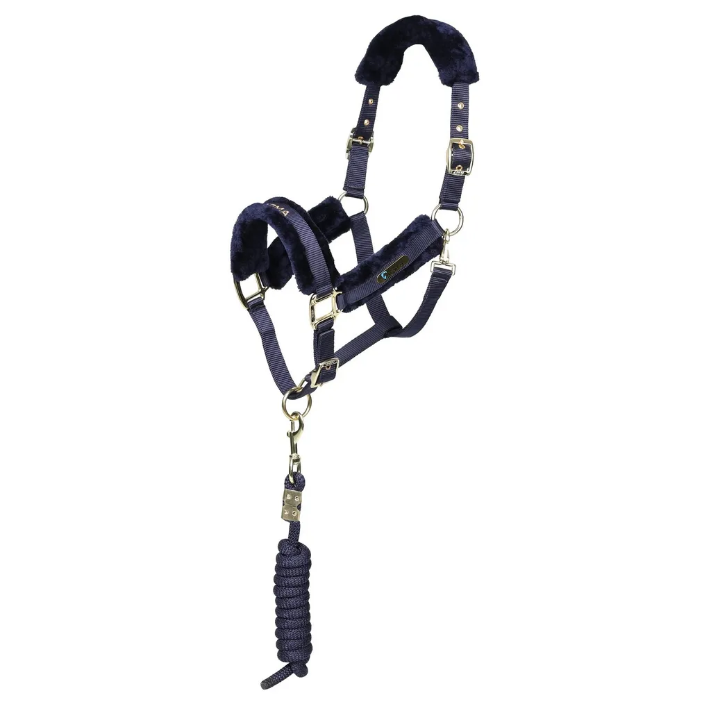 Licol anti-frottement ARMA ER1836 Poney avec fourrure et longe marine