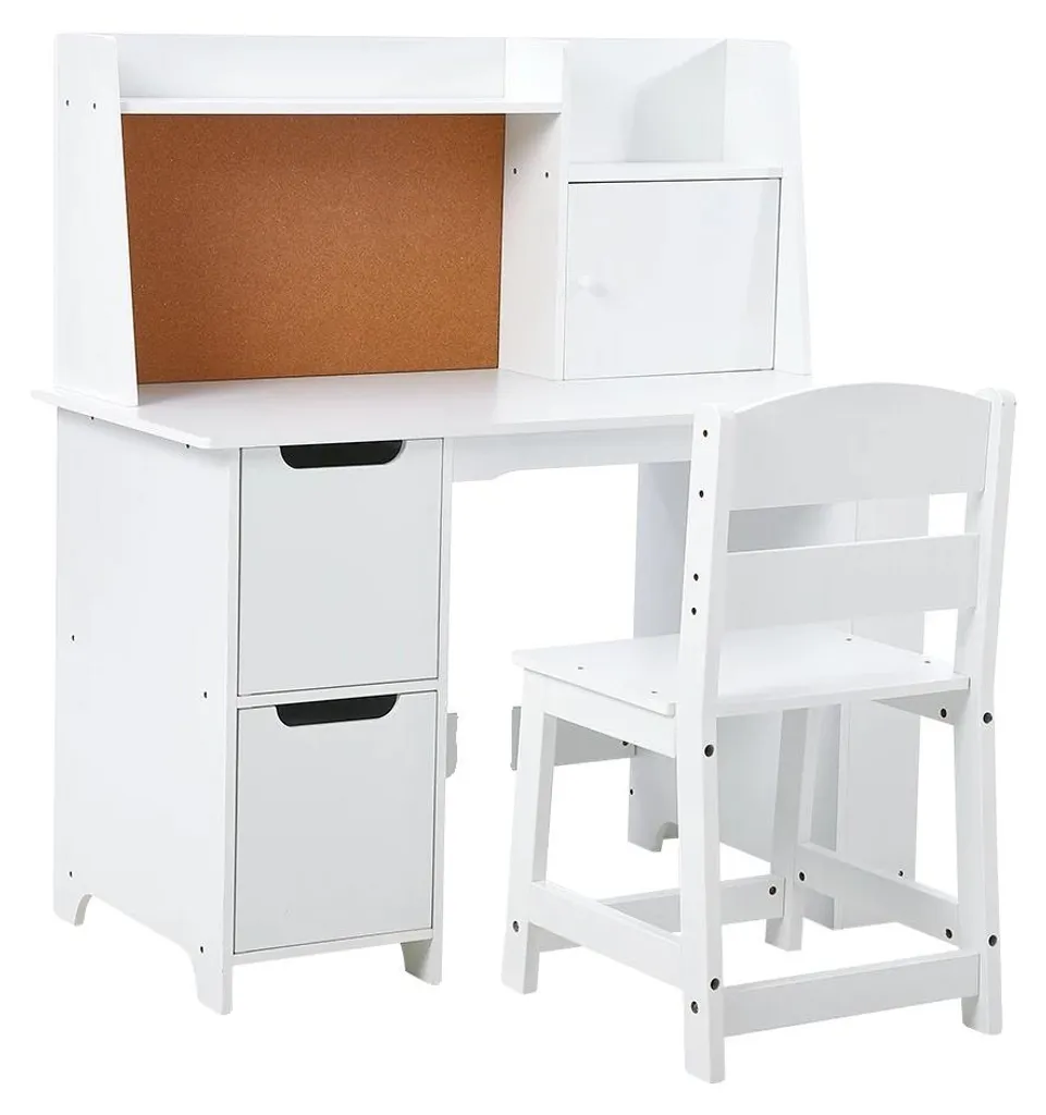 Petit Bureau d'Étude avec Chaise pour Chambre d'Enfant, Bois Blanc