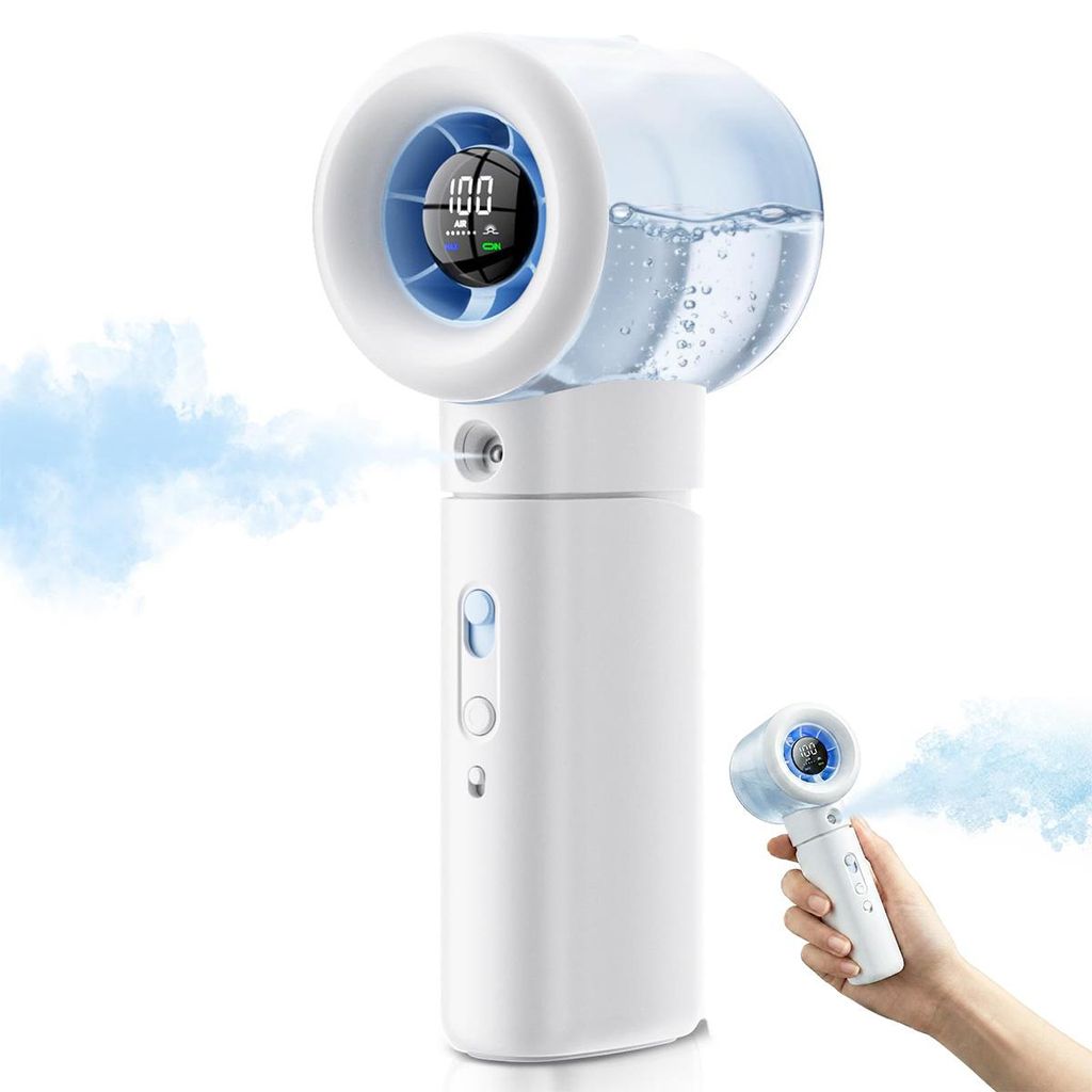 Handventilator mit Sprühfunktion, 6000mAh Akku, 100 Stufen Produktbild 