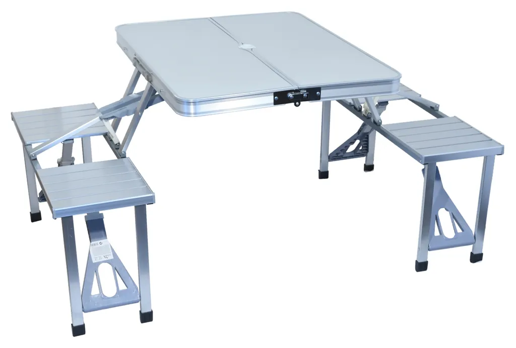 Table de camping pliante en aluminium avec tabourets compacts - 4