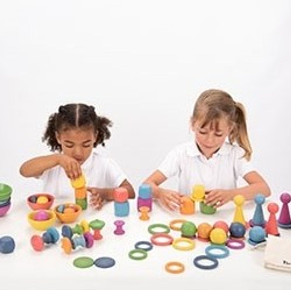 TickiT Rainbow Wooden Spools - 21 Bobine In Legno Arcobaleno Per Bambini - 4