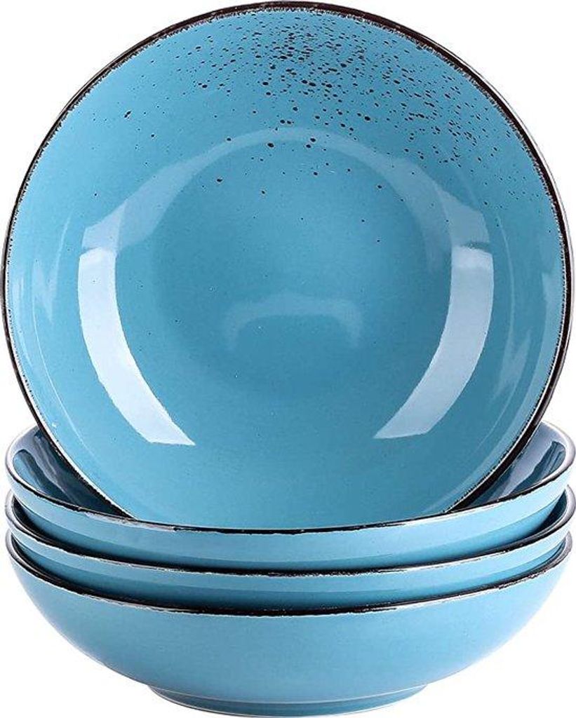 Geschirrset aus Keramik, großes Salat- und Suppenservice, weiß, magnetronfest, Spülmaschinengeeignet