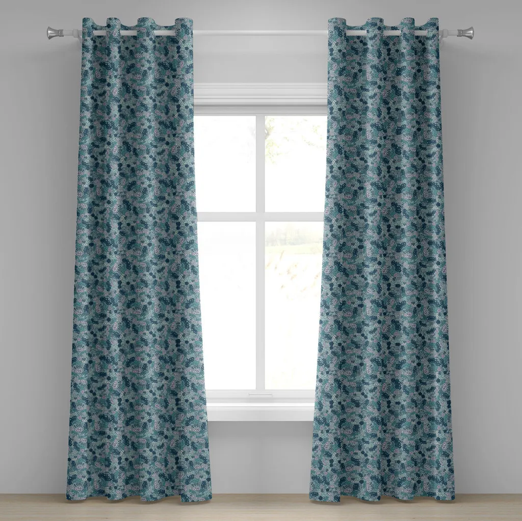 Rideaux décoratifs 2 panneaux motif floral artistique 280 x 245 cm