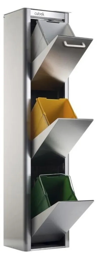 Poubelle tri sélectif pour cuisine familiale 60L en inox durable