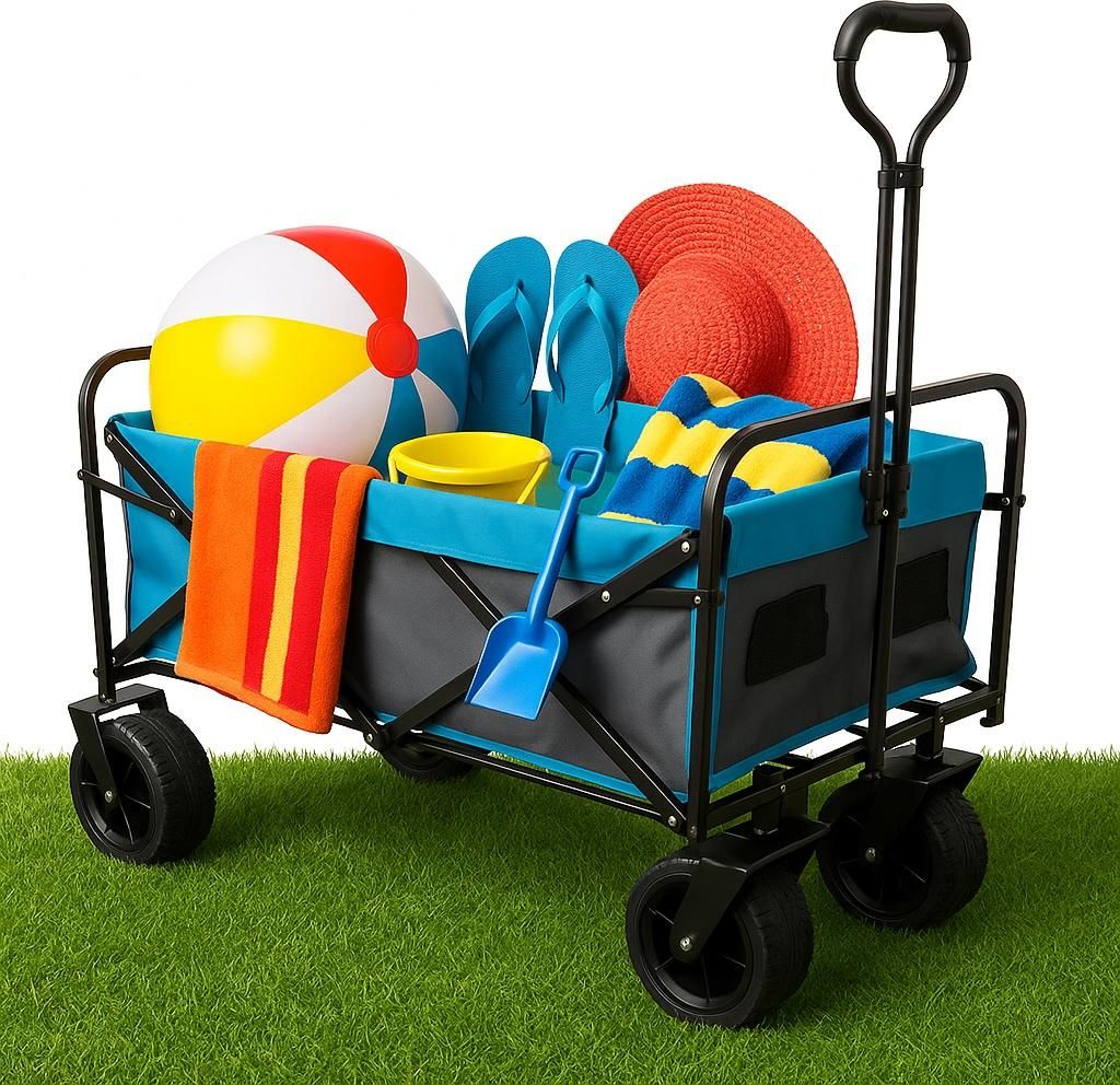 EKSPAND | Strandwagen WT03-3 - grau-blau - faltbar - 150L - robust und vielseitig