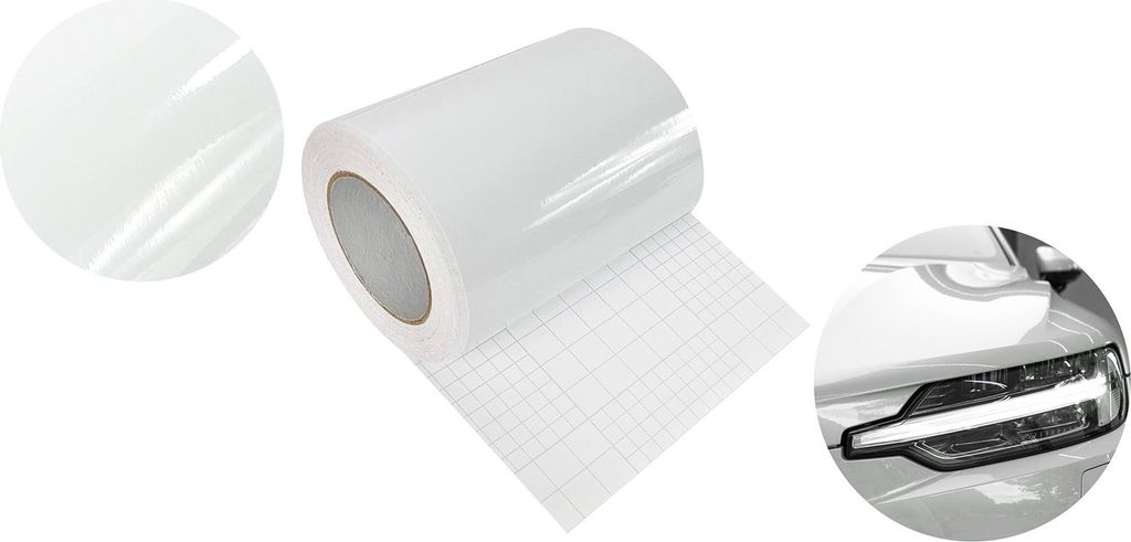 Autofolie Glanz 20x300 cm - Weiß Glanz - Klebefolie Auto mit Luftkanal-Kleber und UV-Schutz - Selbstklebend Folie für Innen und Außen - Auto Fol...