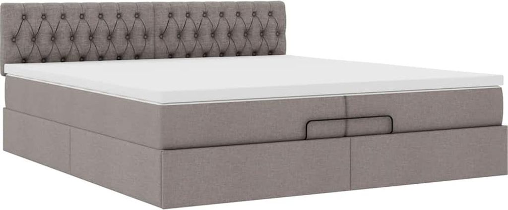 Ottoman-Bett mit Matratze Taupe 200x200 cm Stoff