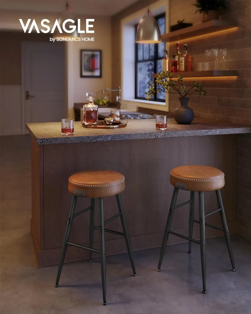 Tabouret de Bar pour Îlot Central Lot de 2 Chaise Haute Cuisine Caramel
