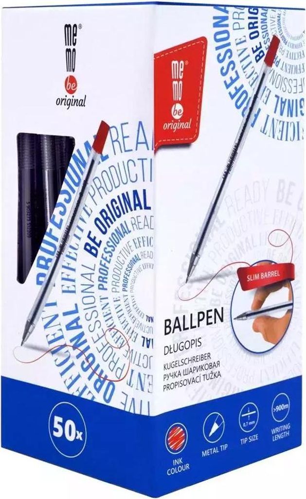 Büro-Kugelschreiber 0,7 mm rot (50 Stück) MemoBe