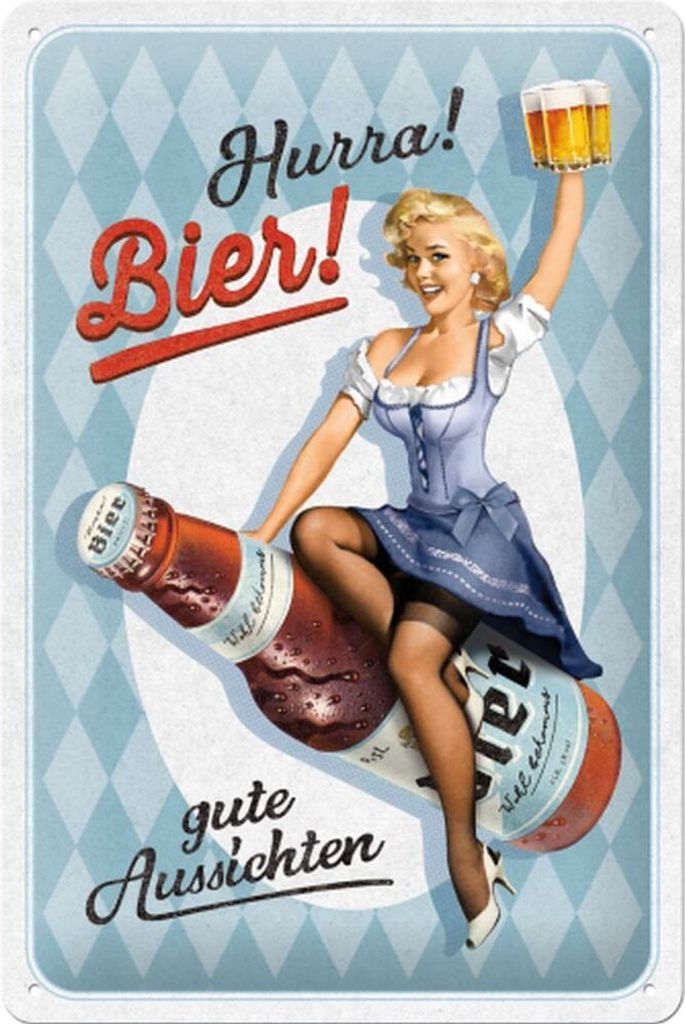 Nostalgic-Art - Blechschild 20 x 30cm - Open Bar - SONDEREDITION - Hurra! Bier!