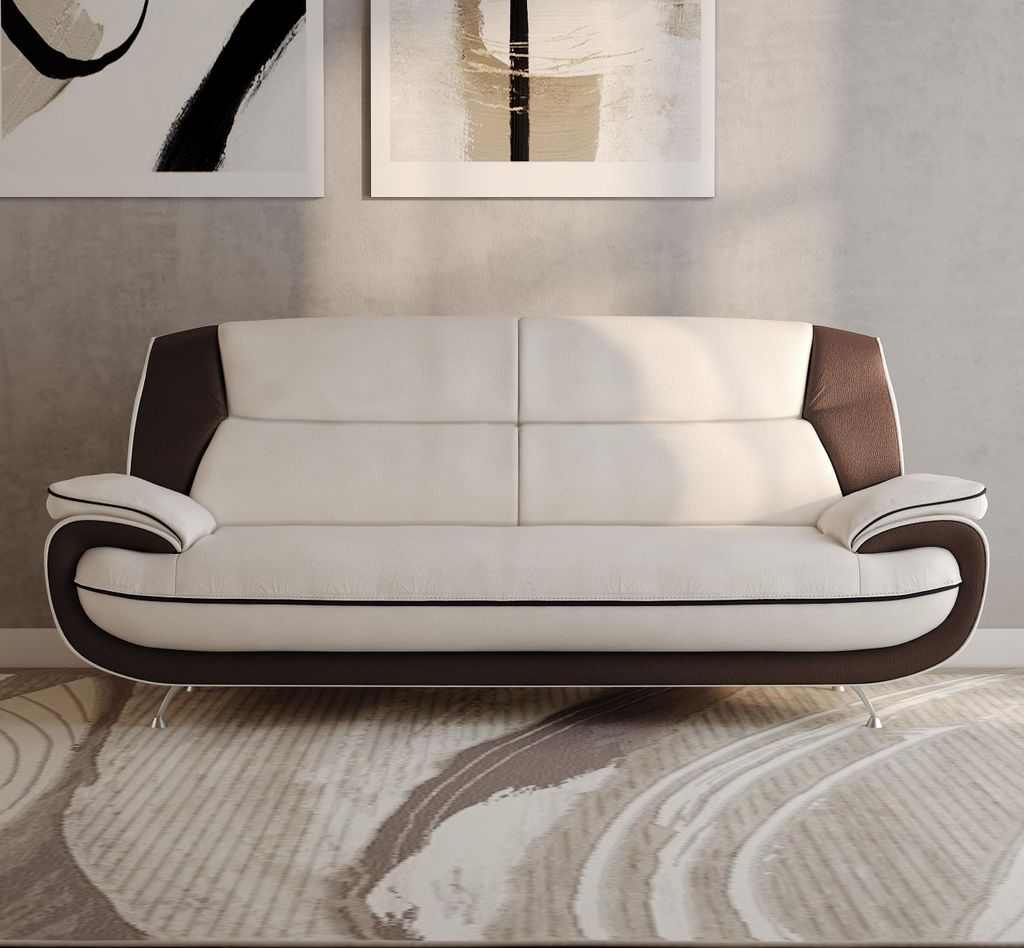 Sofa Set 3-2-1 für Wohnzimmer – Bequeme Weiß-Braun Produktbild 