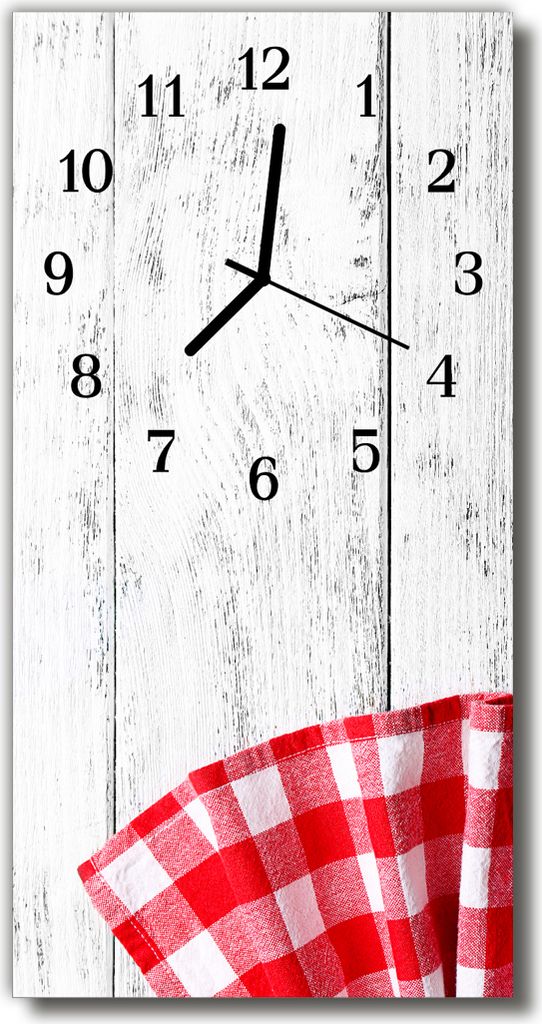 Tulup Glasuhr Wanduhr Küchenuhr Echt-Glas 30x60 Muster Rot