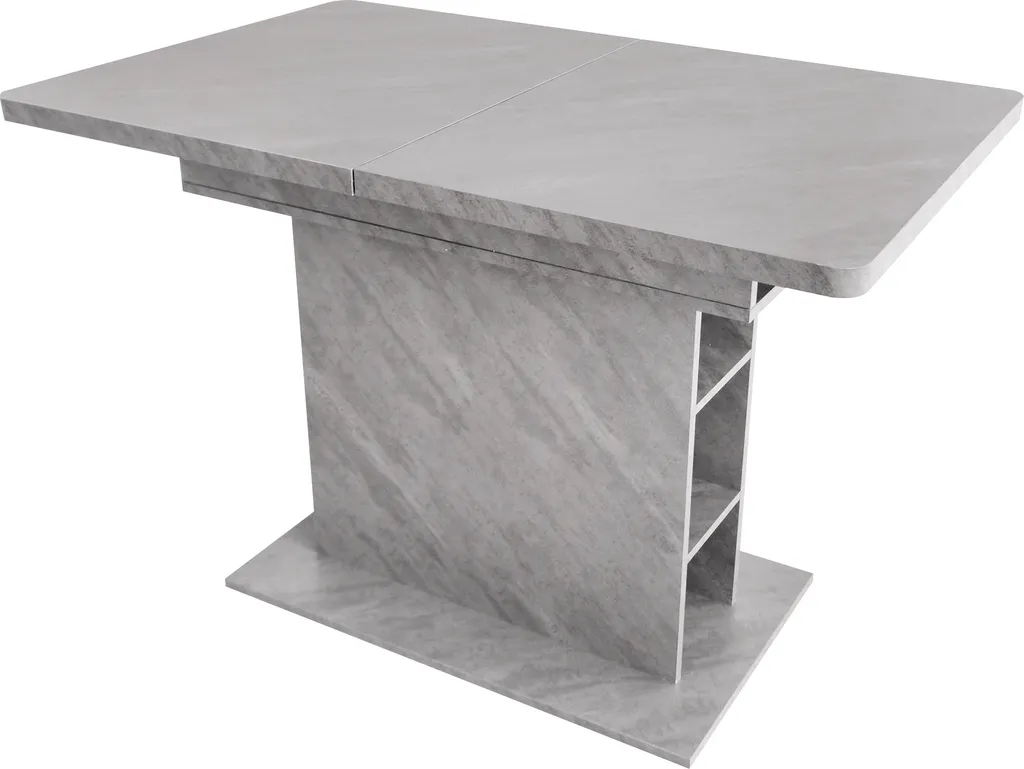 Table rectangulaire grise extensible 130 cm avec structure métal