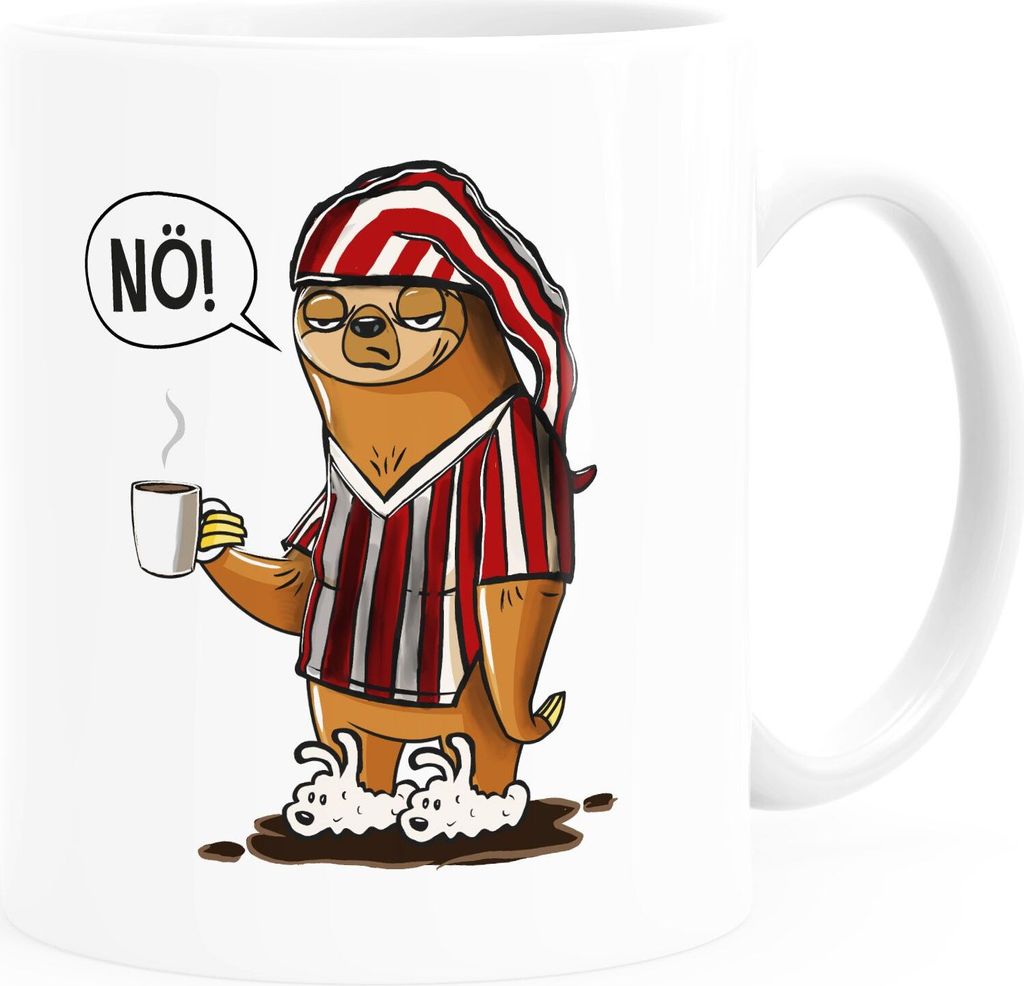 Kaffee-Tasse Faultier mit Spruch Arbeit Nö Bürotasse keine Lust Bock Motivation lustige Kaffeebecher MoonWorks weiß Keramik-Tasse
